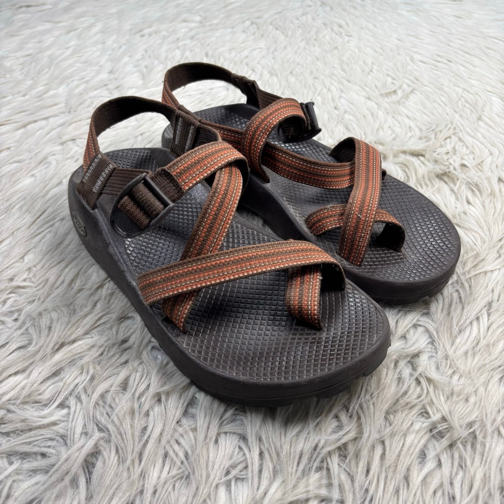 Chaco Men's 9 Brown Orange Z/2 Sport Sandals Toe Loop Hiking Gorpcore